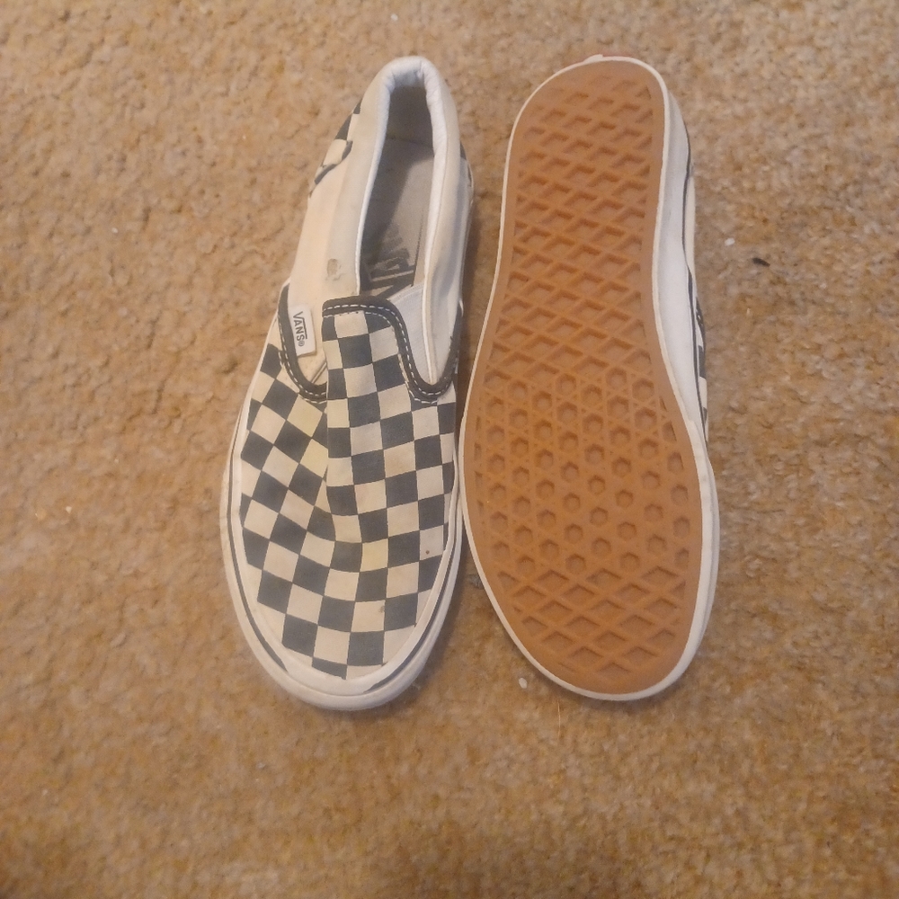 Checkered slip on vans